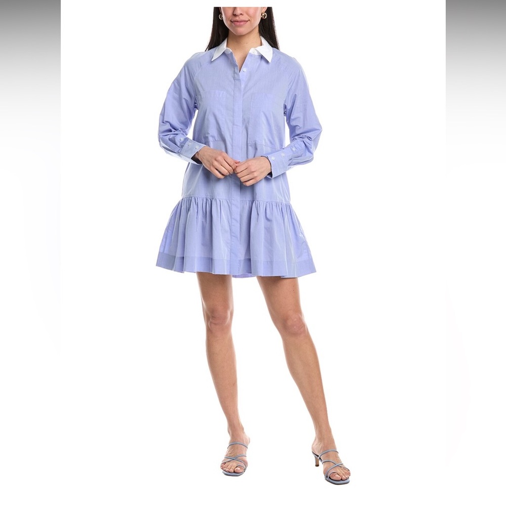 Jonathan Simkhai Blue Long Sleeve Shirt Dress Sm